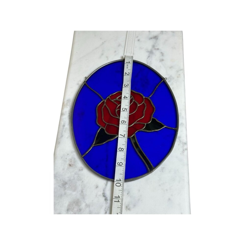 Enchanted Rose Stained Glass Suncatcher, Window Hanging, Red Rose Gift for Her, - Picture 3 of 4